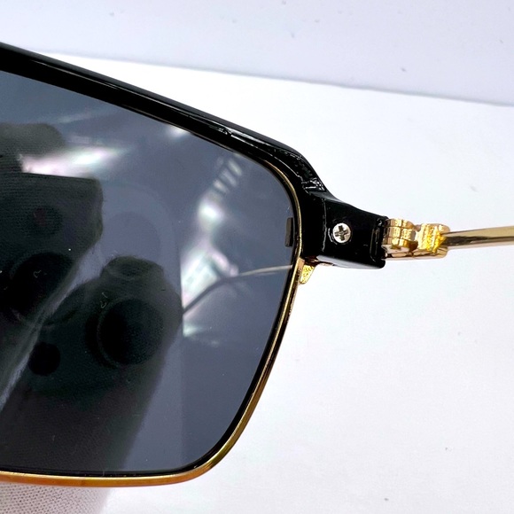 JOHN VARVANTOS GOLD METAL FRAME WITH GLOSSY BLACK ACCENT SUNGLASSES, GREY LENSES - Picture 8 of 14